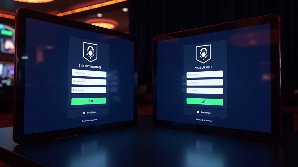 Confronto visivo tra registrazione e login in un ambiente casino scuro